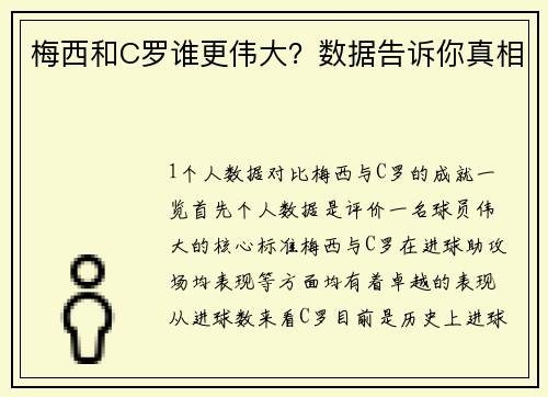 梅西和C罗谁更伟大？数据告诉你真相